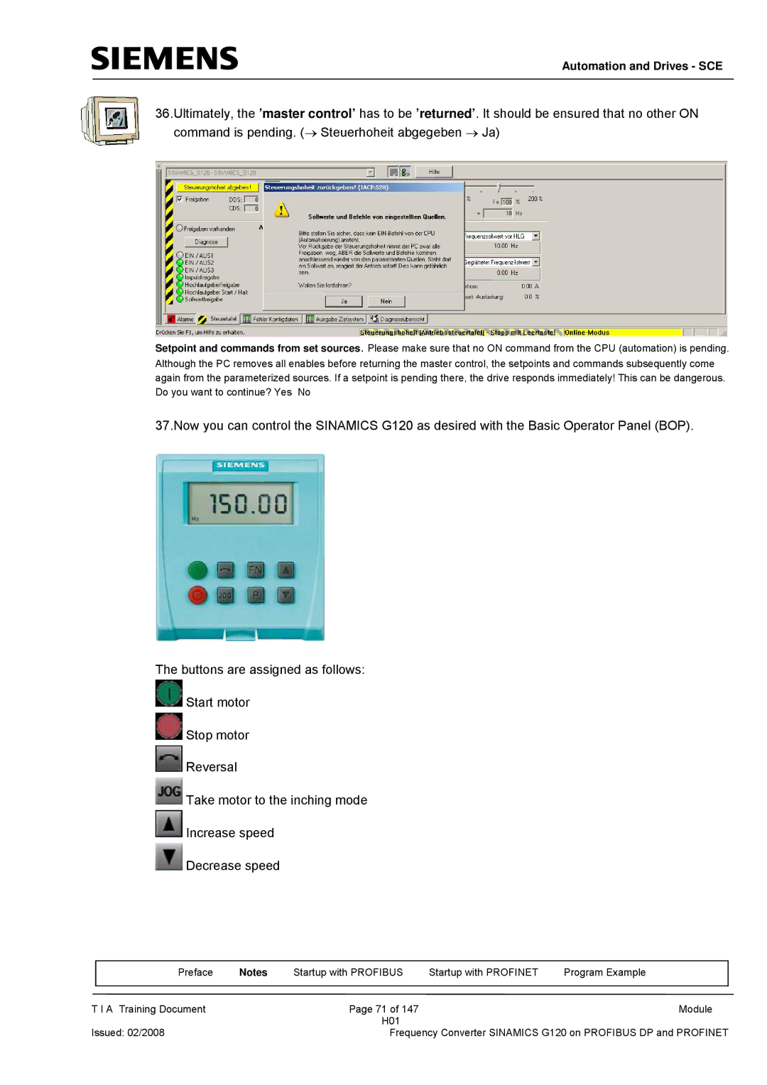 Siemens G120 manual Automation and Drives SCE 