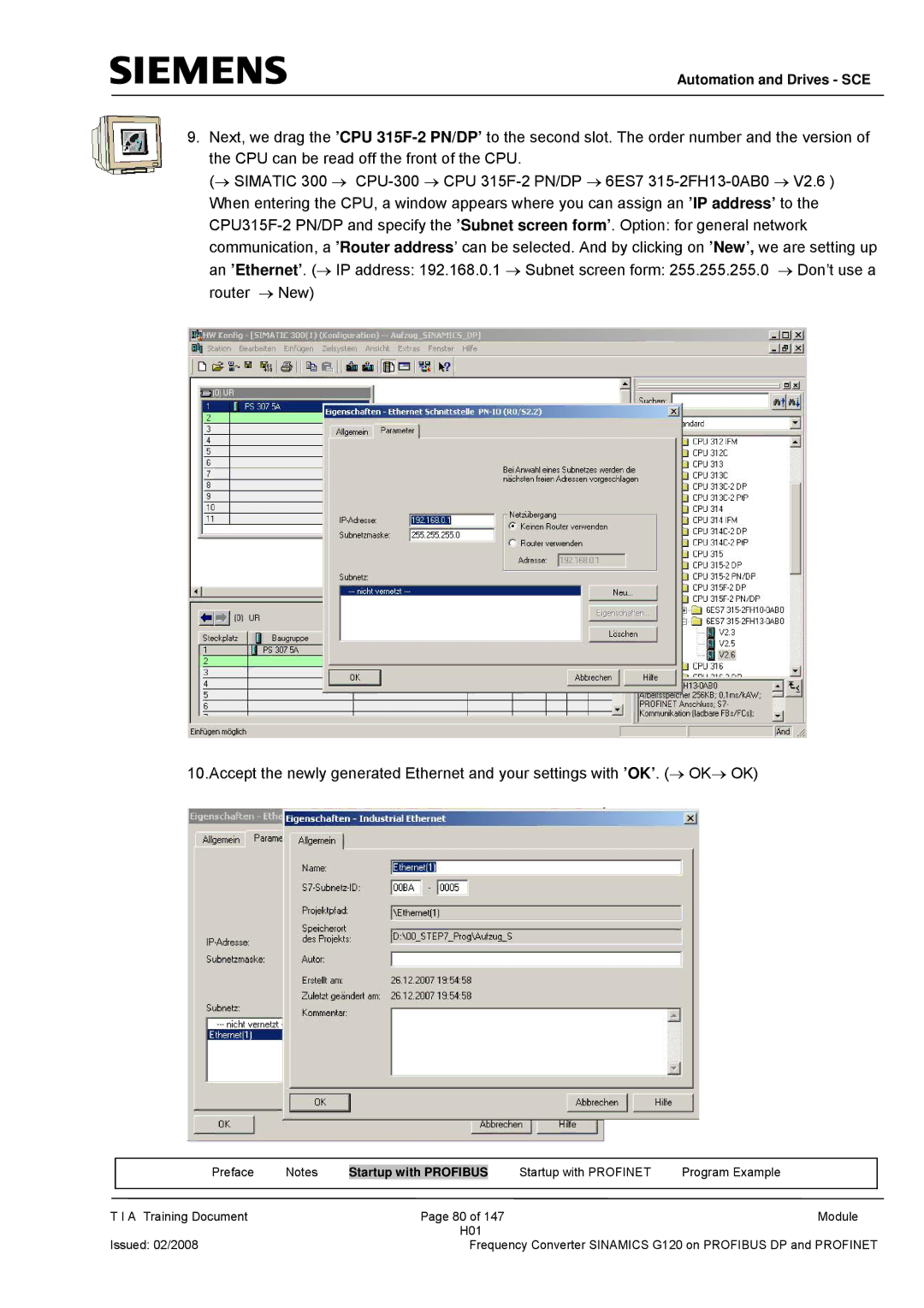 Siemens G120 manual Automation and Drives SCE 