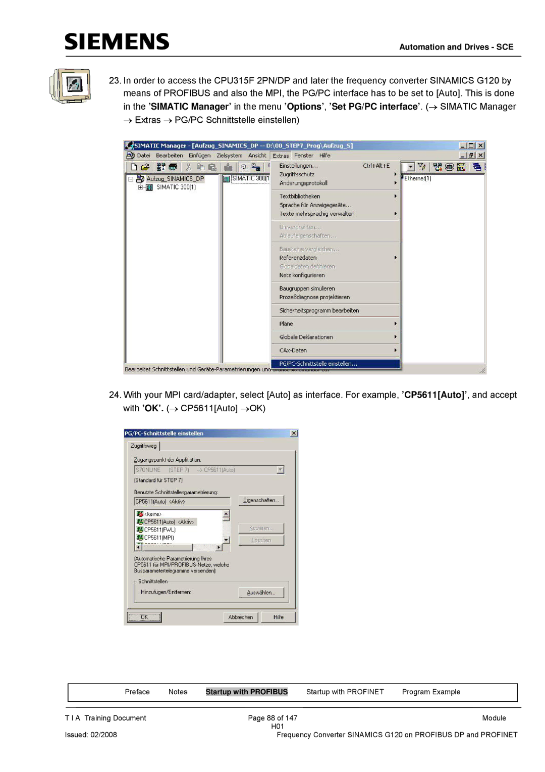 Siemens G120 manual Automation and Drives SCE 