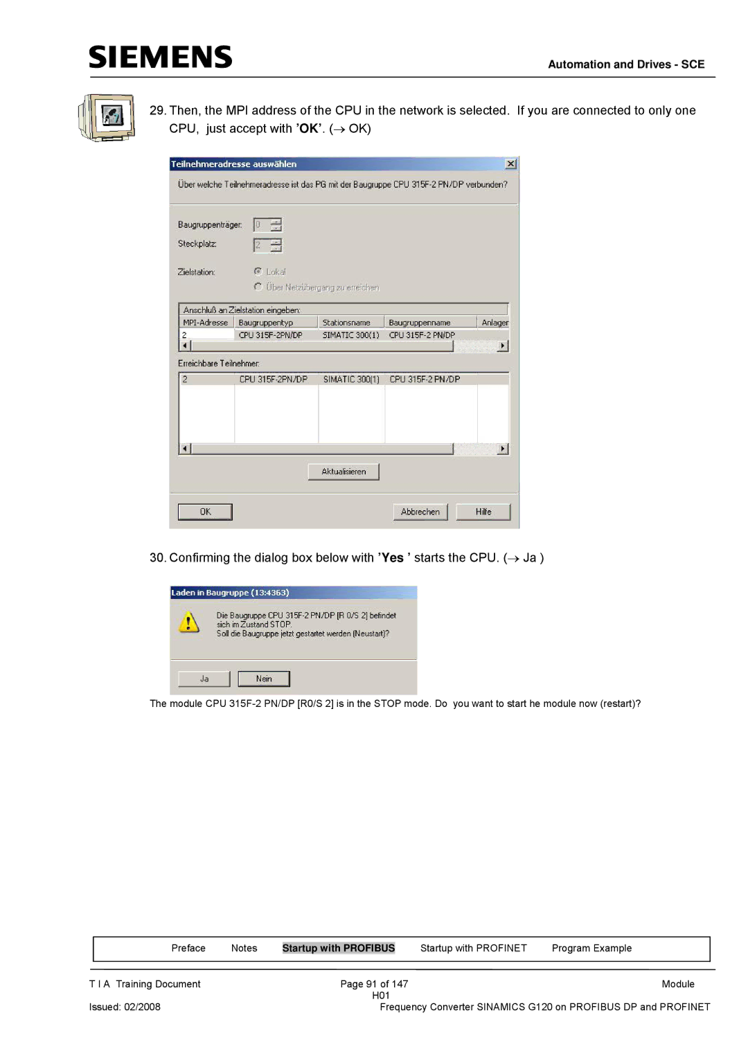 Siemens G120 manual Automation and Drives SCE 