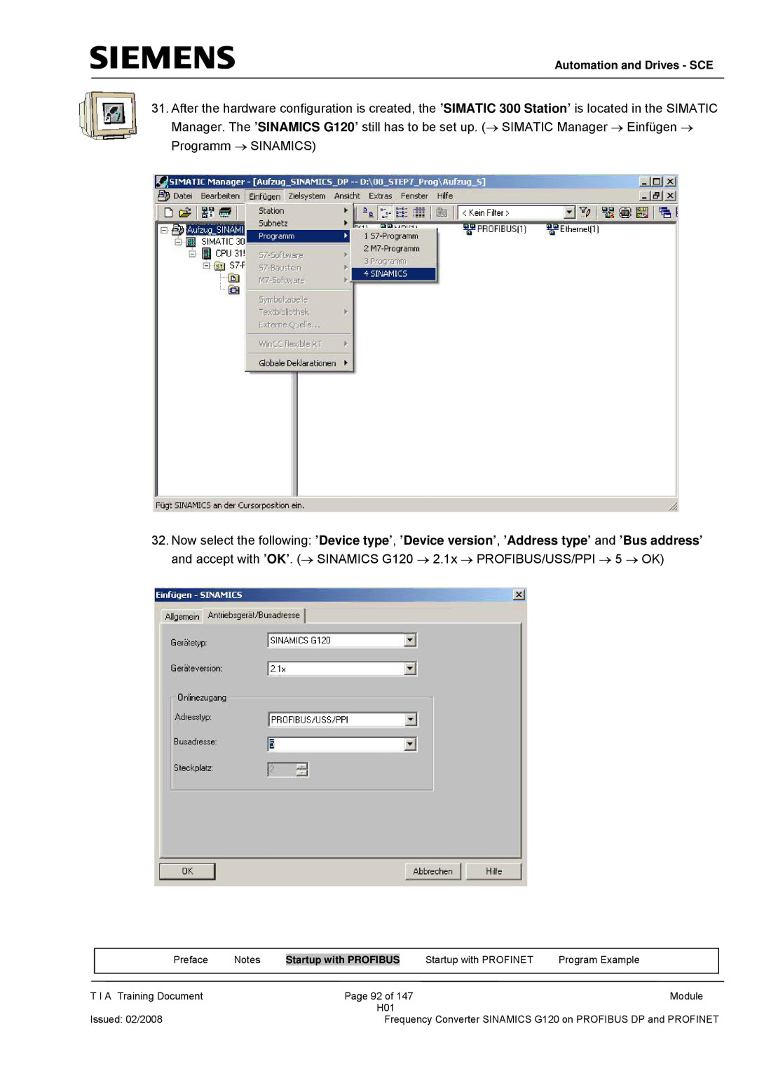 Siemens G120 manual Automation and Drives SCE 