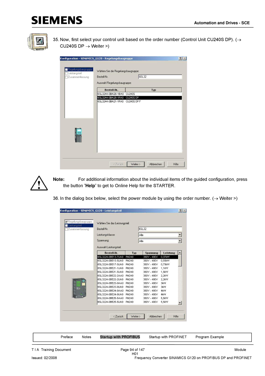 Siemens G120 manual Automation and Drives SCE 