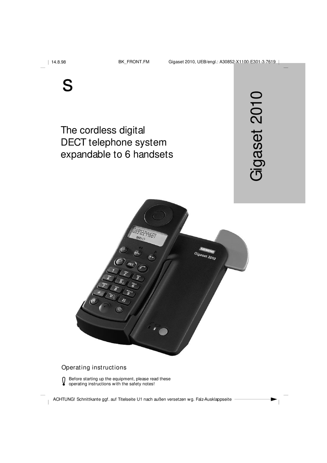 Siemens Gigaset 2010 operating instructions 