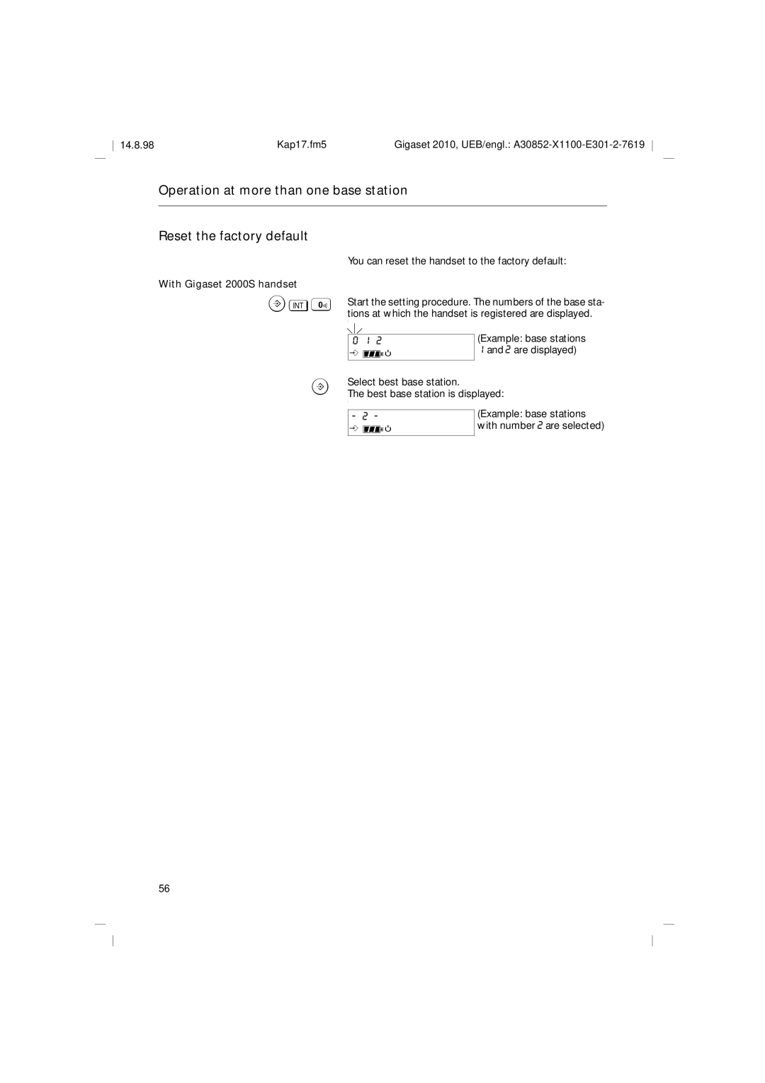 Siemens Gigaset 2010 operating instructions You can reset the handset to the factory default 