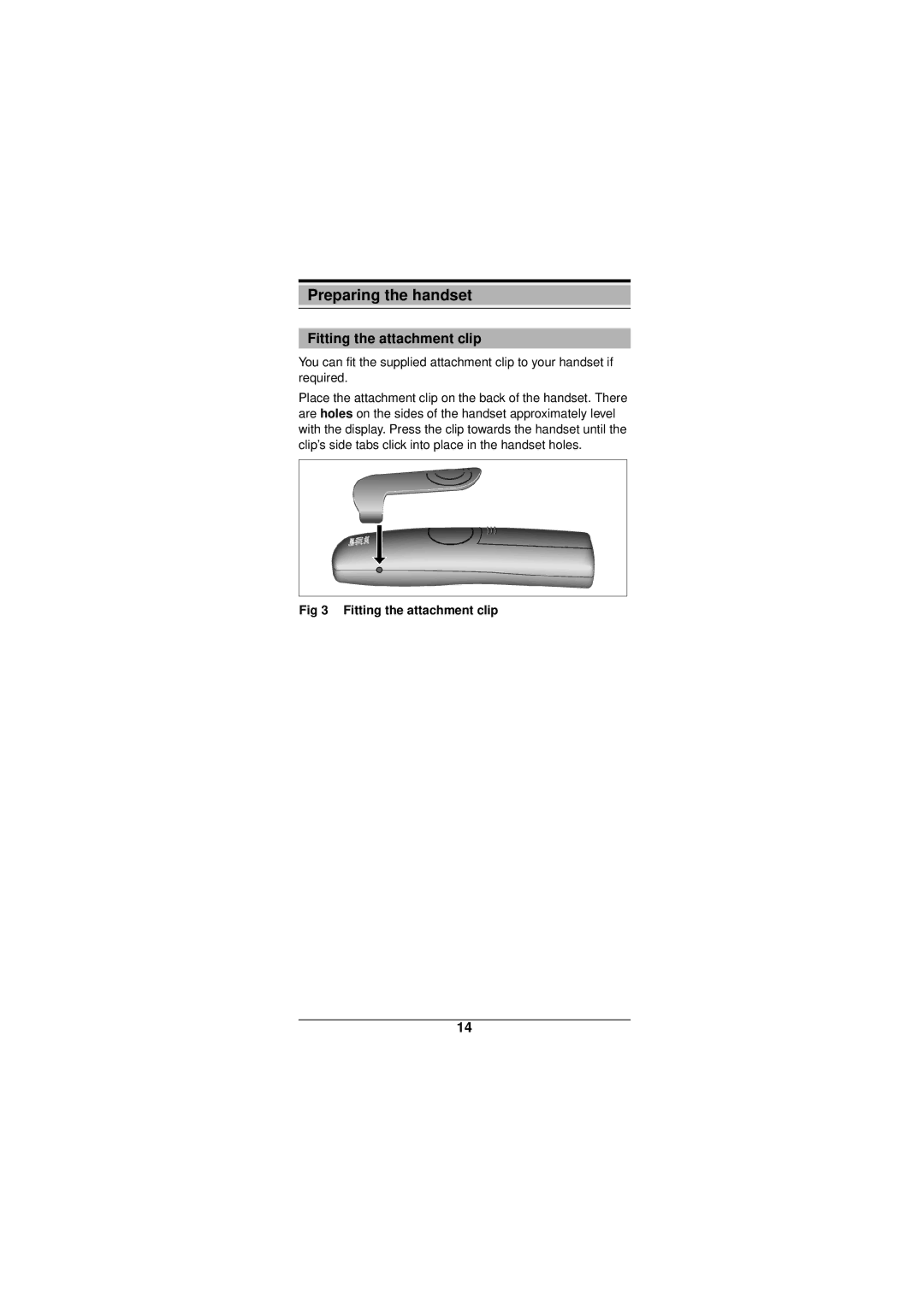 Siemens Gigaset 3000 operating instructions Fitting the attachment clip 