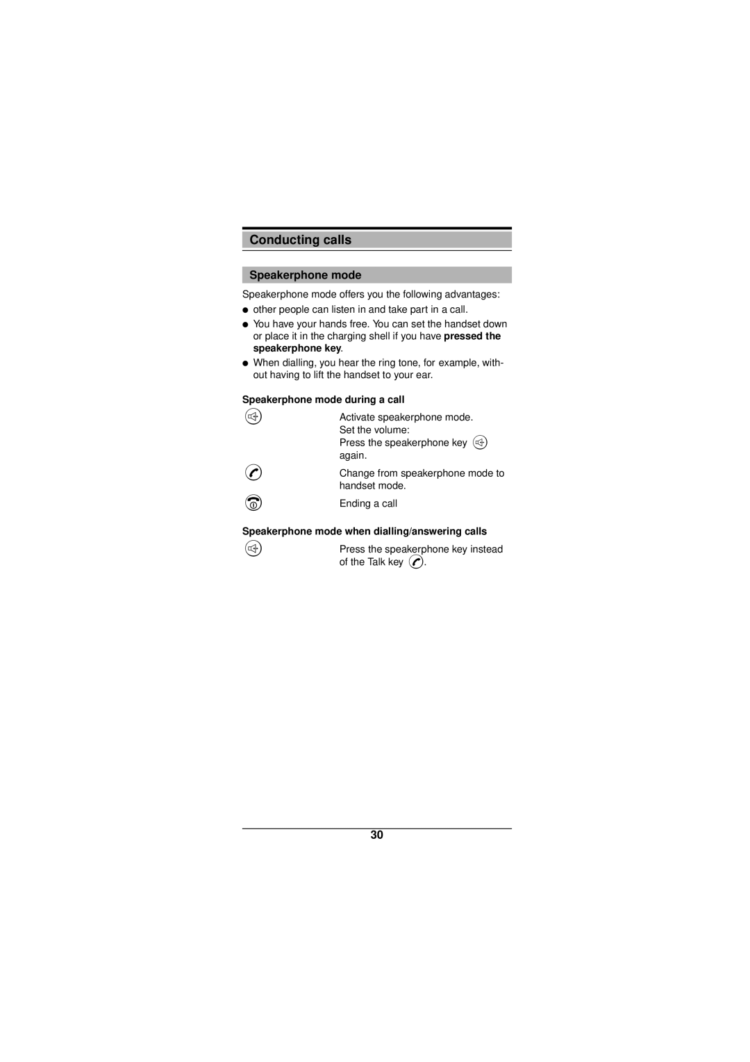 Siemens Gigaset 3000 operating instructions Speakerphone mode during a call 