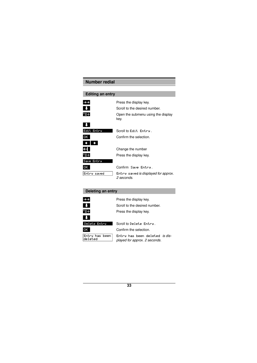 Siemens Gigaset 3000 operating instructions Editing an entry, Deleting an entry, Played for approx seconds 