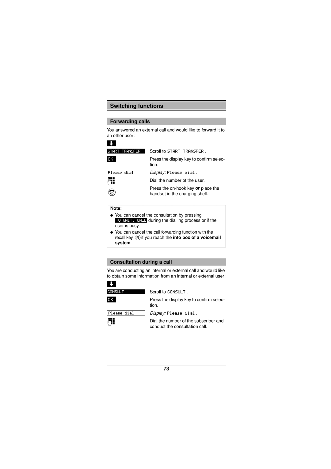 Siemens Gigaset 3000 operating instructions Forwarding calls, Consultation during a call 