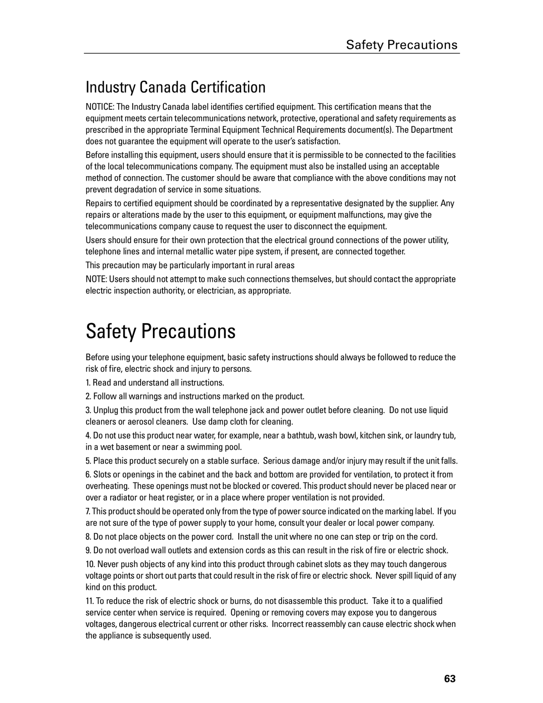 Siemens Gigaset 4210 user manual Industry Canada Certification 