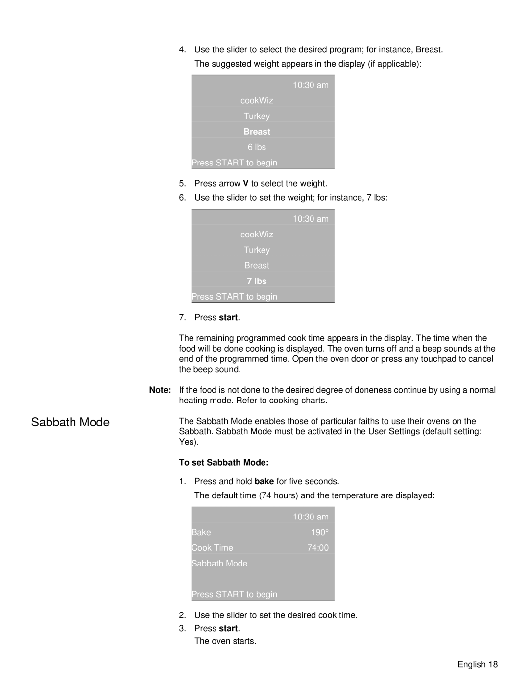 Siemens HB30S51UC, HB30D51UC manual To set Sabbath Mode 