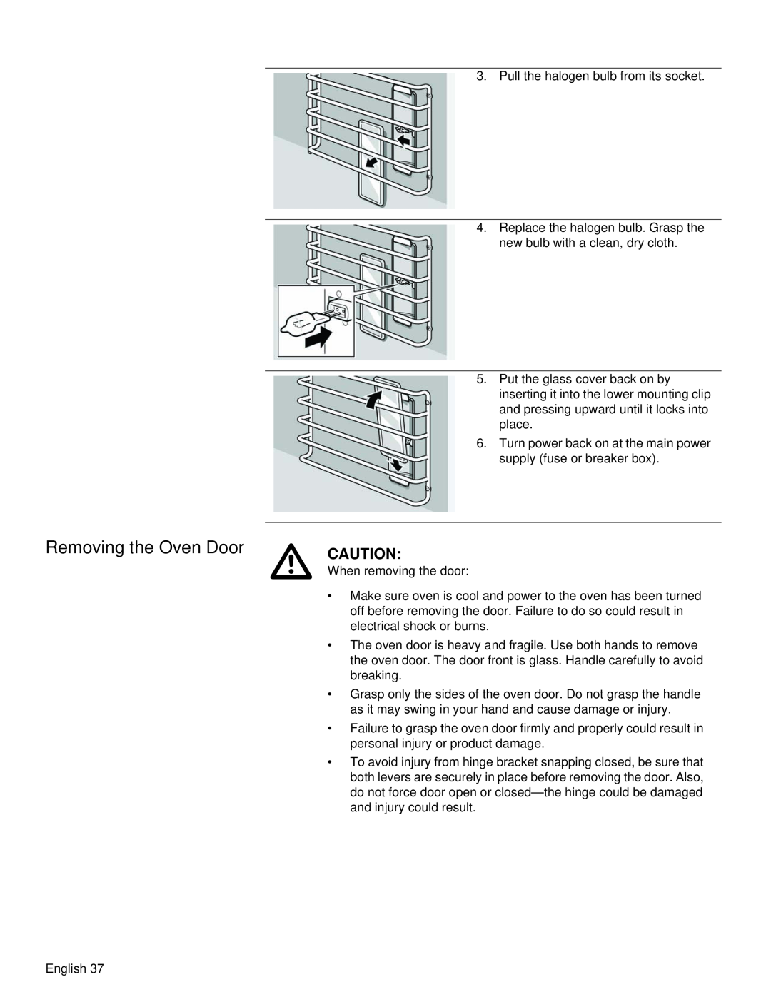 Siemens HB30D51UC, HB30S51UC manual Removing the Oven Door 