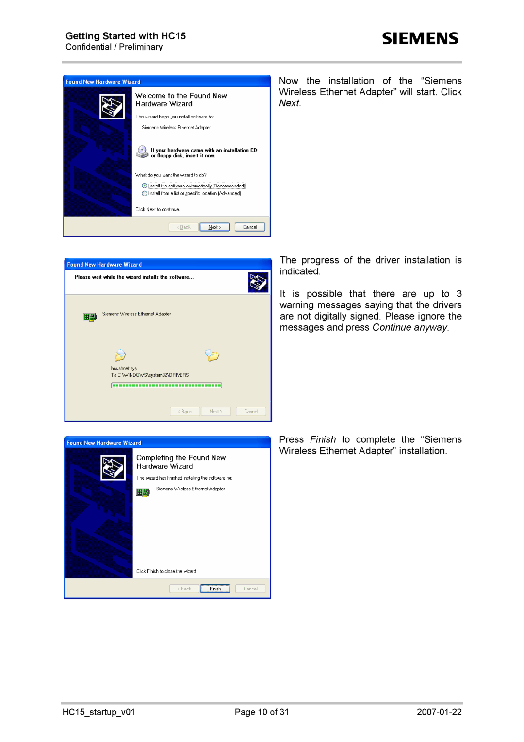 Siemens manual Getting Started with HC15 