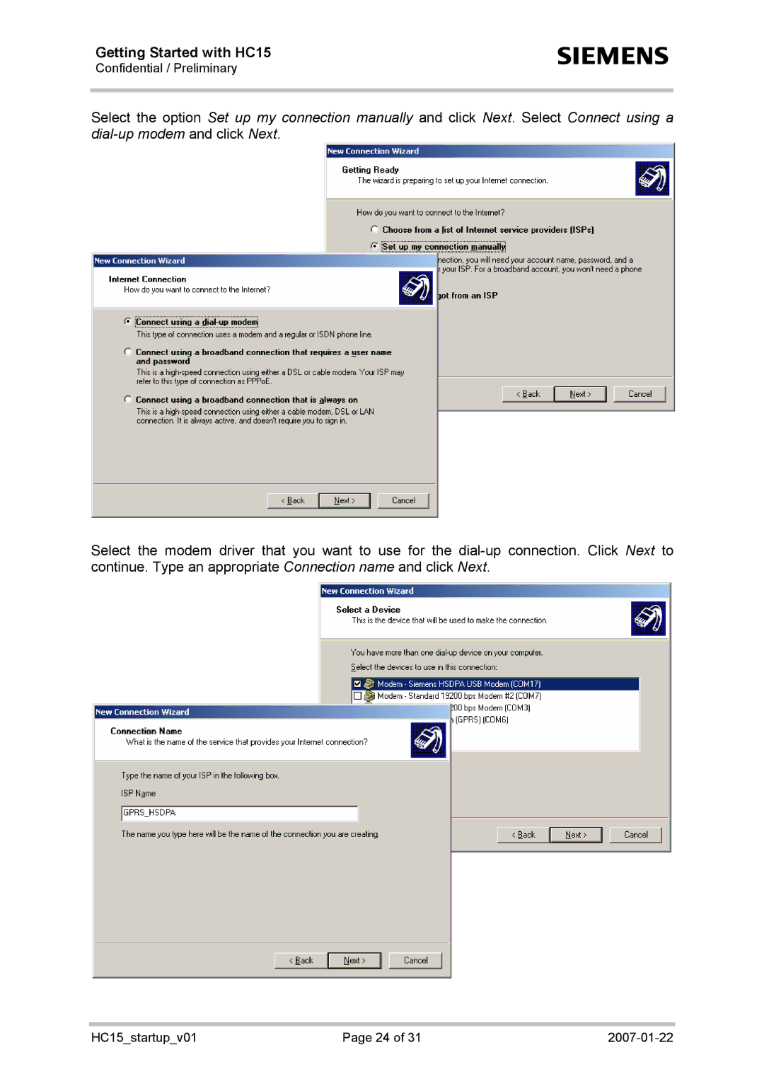 Siemens manual Getting Started with HC15 