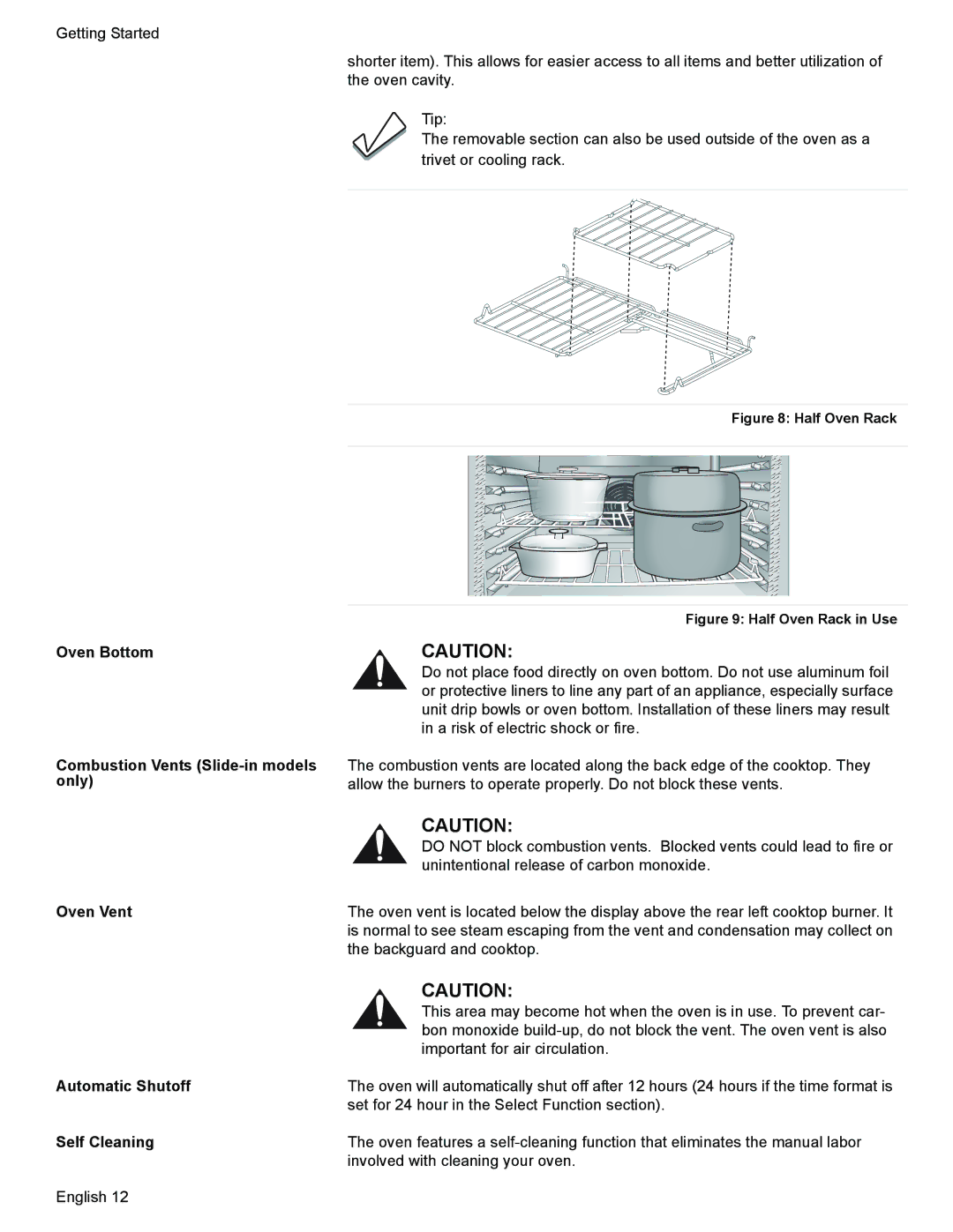 Siemens HD2528U, HD2525U Oven Bottom Combustion Vents Slide-in models only, Oven Vent, Automatic Shutoff, Self Cleaning 