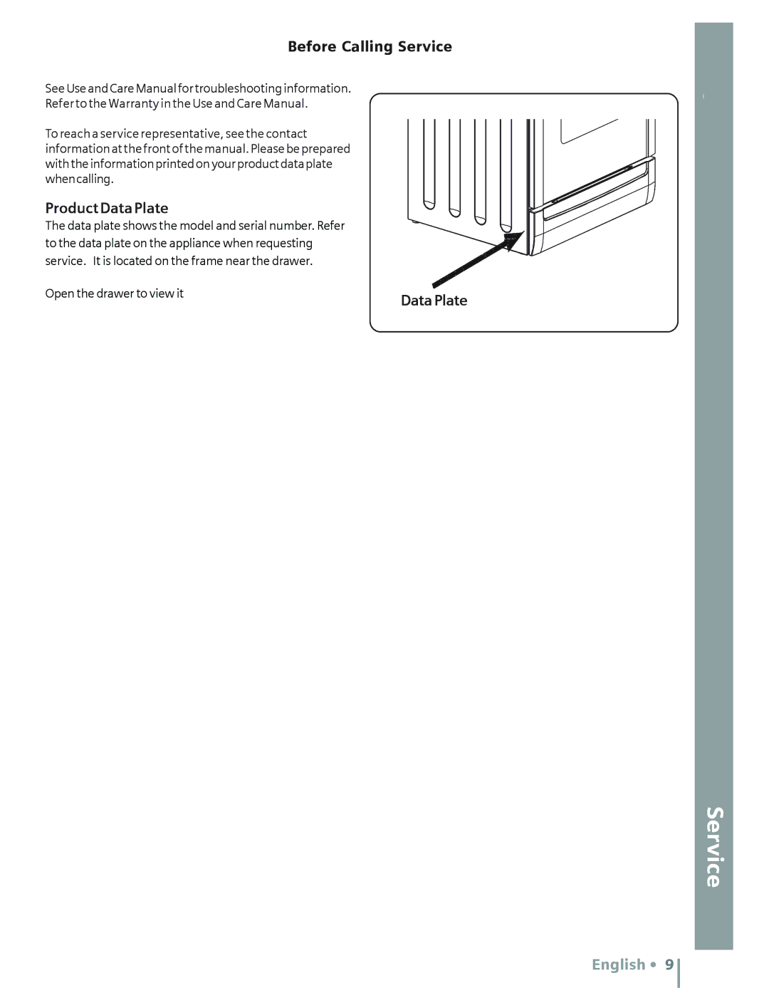 Siemens HD2525U, HD2528U installation instructions Before Calling Service, Product Data Plate 