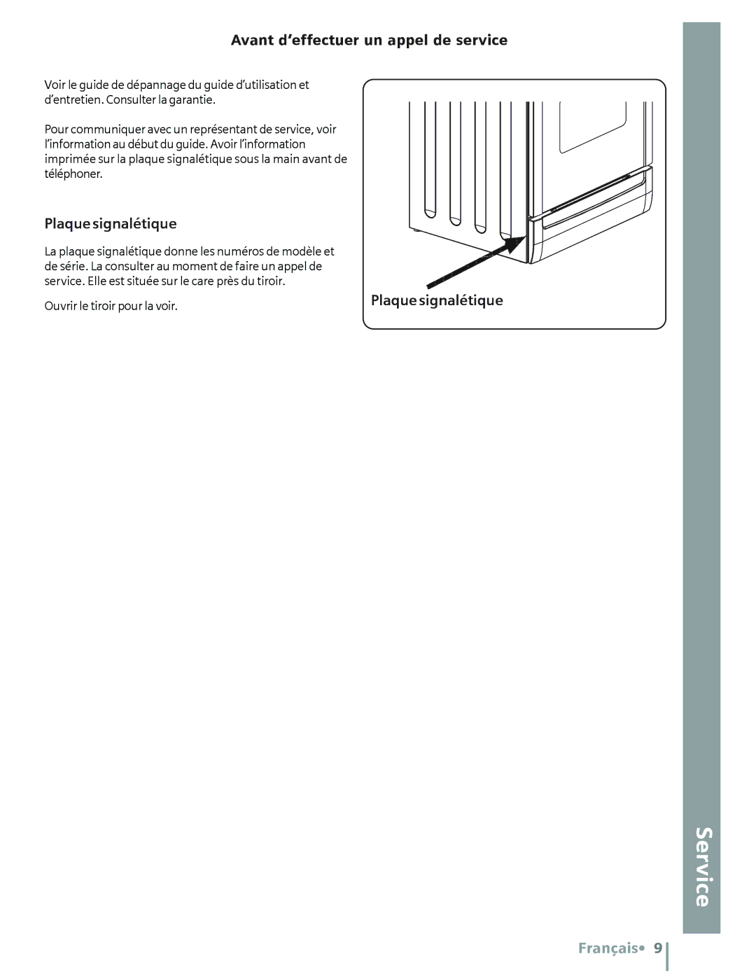 Siemens HD2525U, HD2528U installation instructions Avant d’effectuer un appel de service, Plaque signalétique 