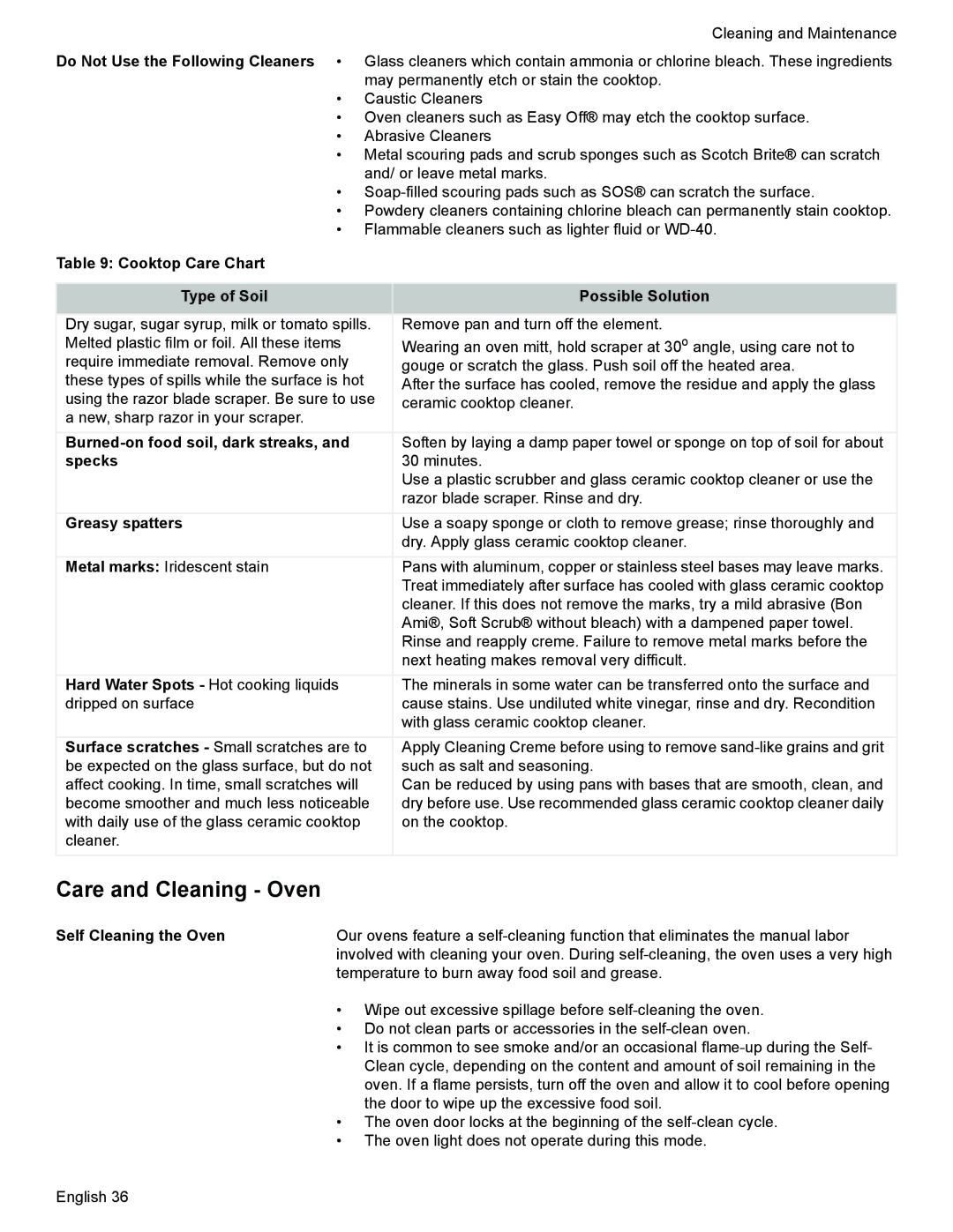 Siemens HE2425 manual Care and Cleaning Oven 