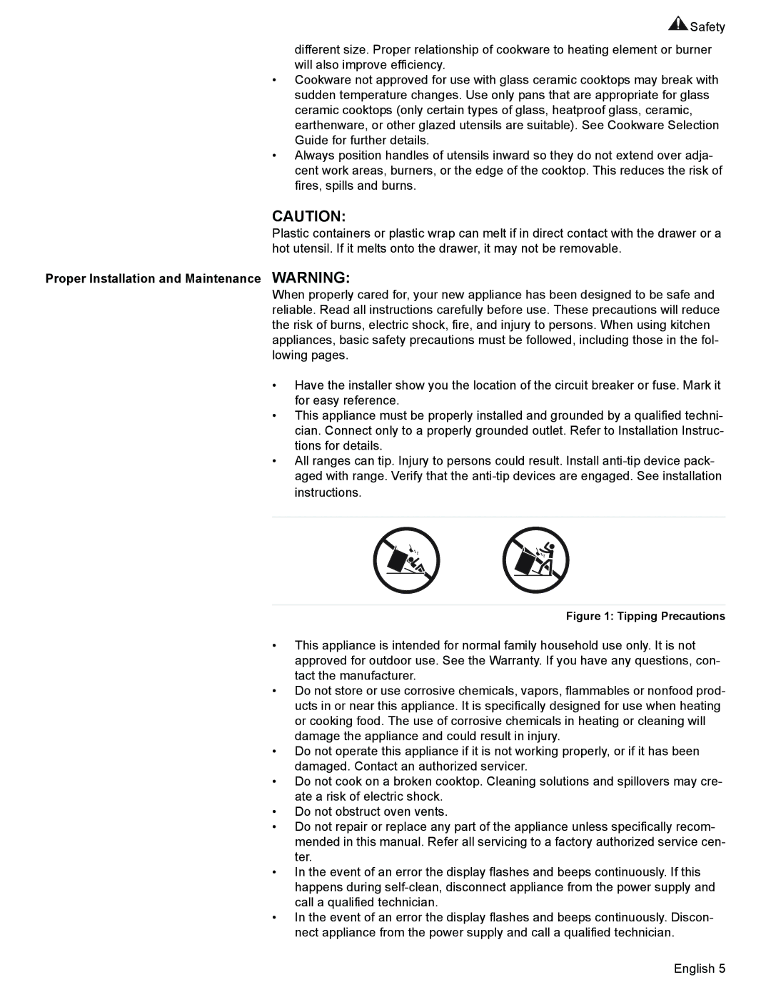 Siemens HE2425 manual Proper Installation and Maintenance Warning, Tipping Precautions 