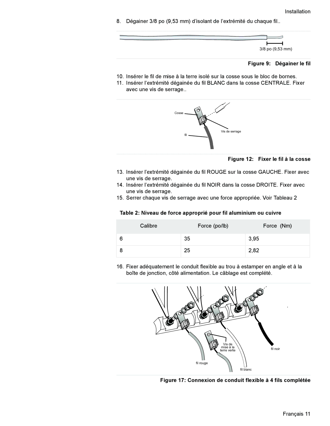 Siemens C), HE2528U, HE2224(U, HE2425(U Dégainer le fil, Niveau de force approprié pour fil aluminium ou cuivre 