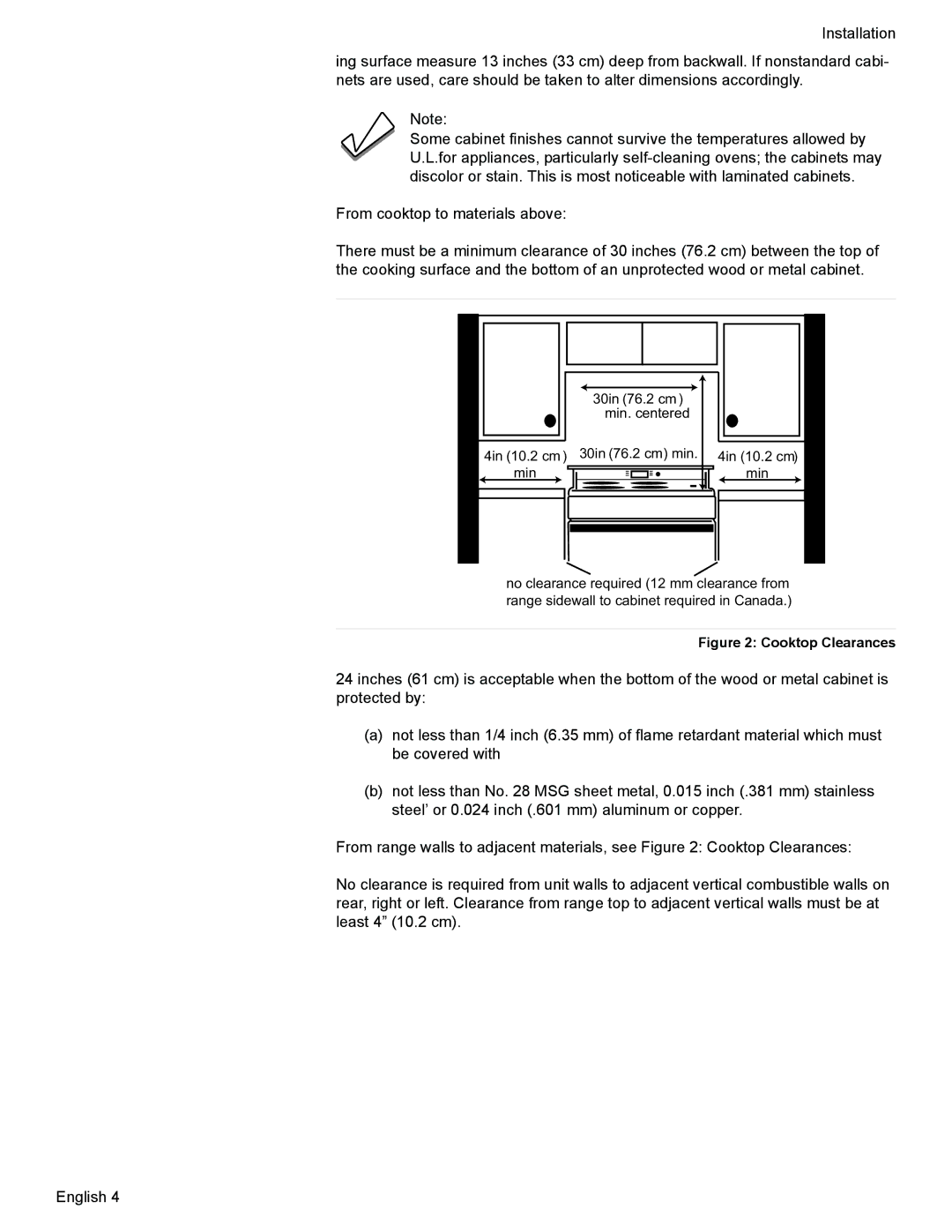 Siemens HE2528U, C), HE2224(U, HE2425(U installation instructions Cooktop Clearances 