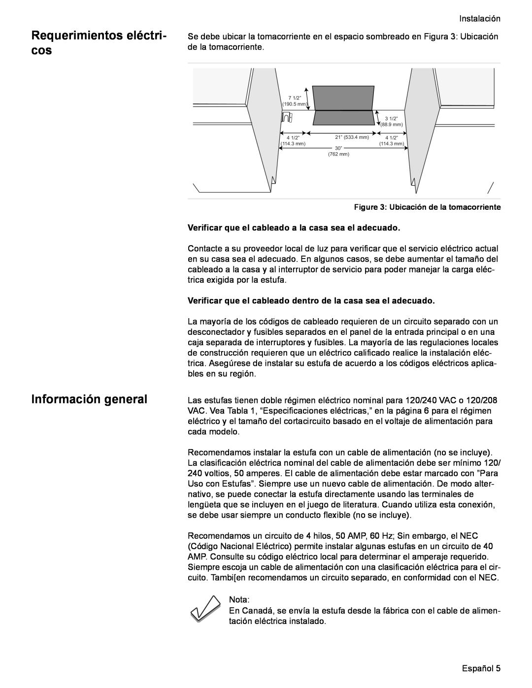 Siemens HE2425(U, C) Requerimientos eléctri- cos, Información general, Verificar que el cableado a la casa sea el adecuado 