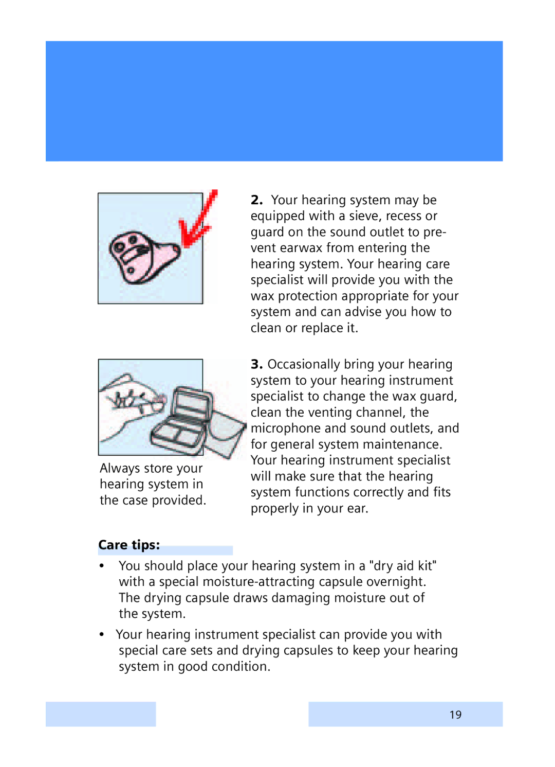 Siemens hearing systems manual Care tips 