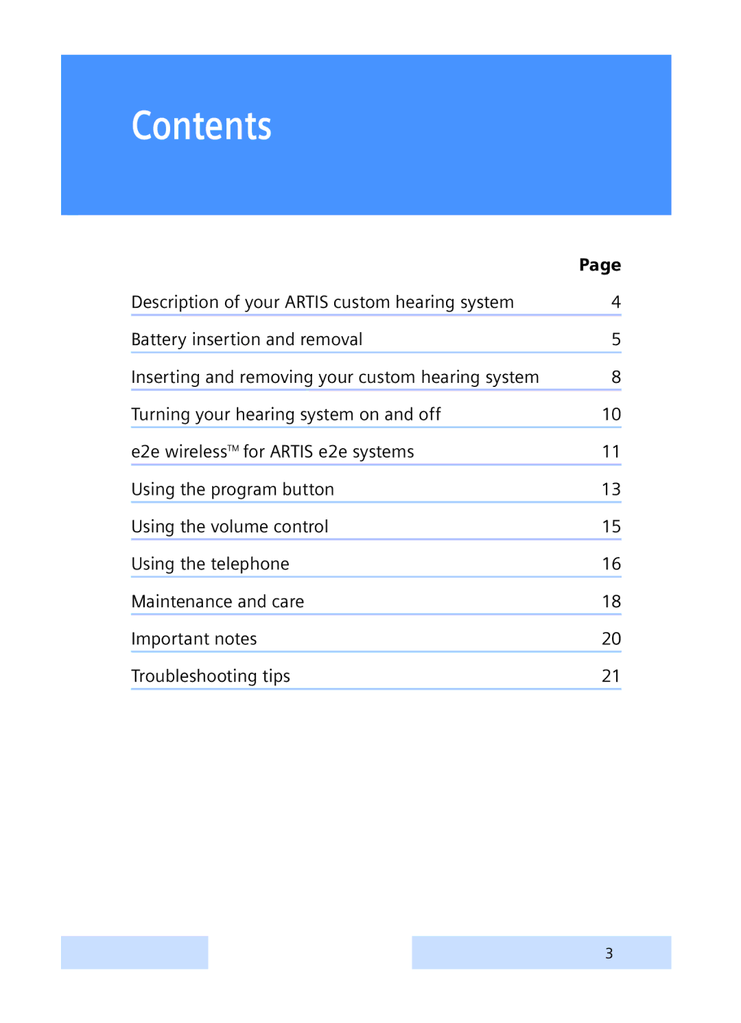 Siemens hearing systems manual Contents 