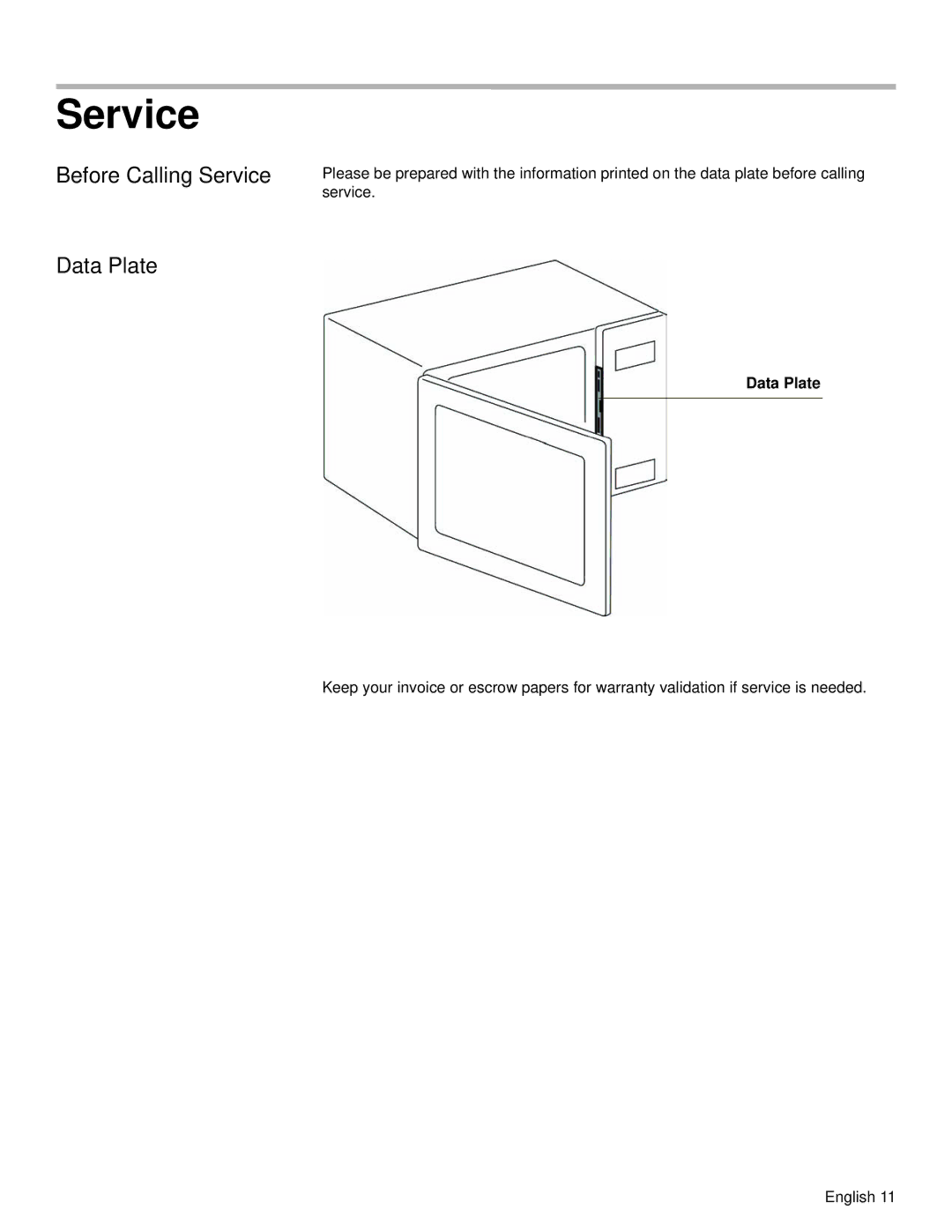 Siemens HF25C530 installation manual Before Calling Service Data Plate 