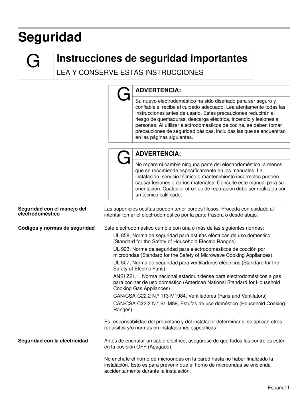 Siemens HF25C530 installation manual Seguridad, Instrucciones de seguridad importantes 