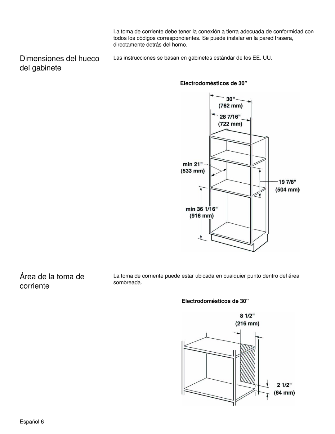 Siemens HF25C530 installation manual Electrodomésticos de 