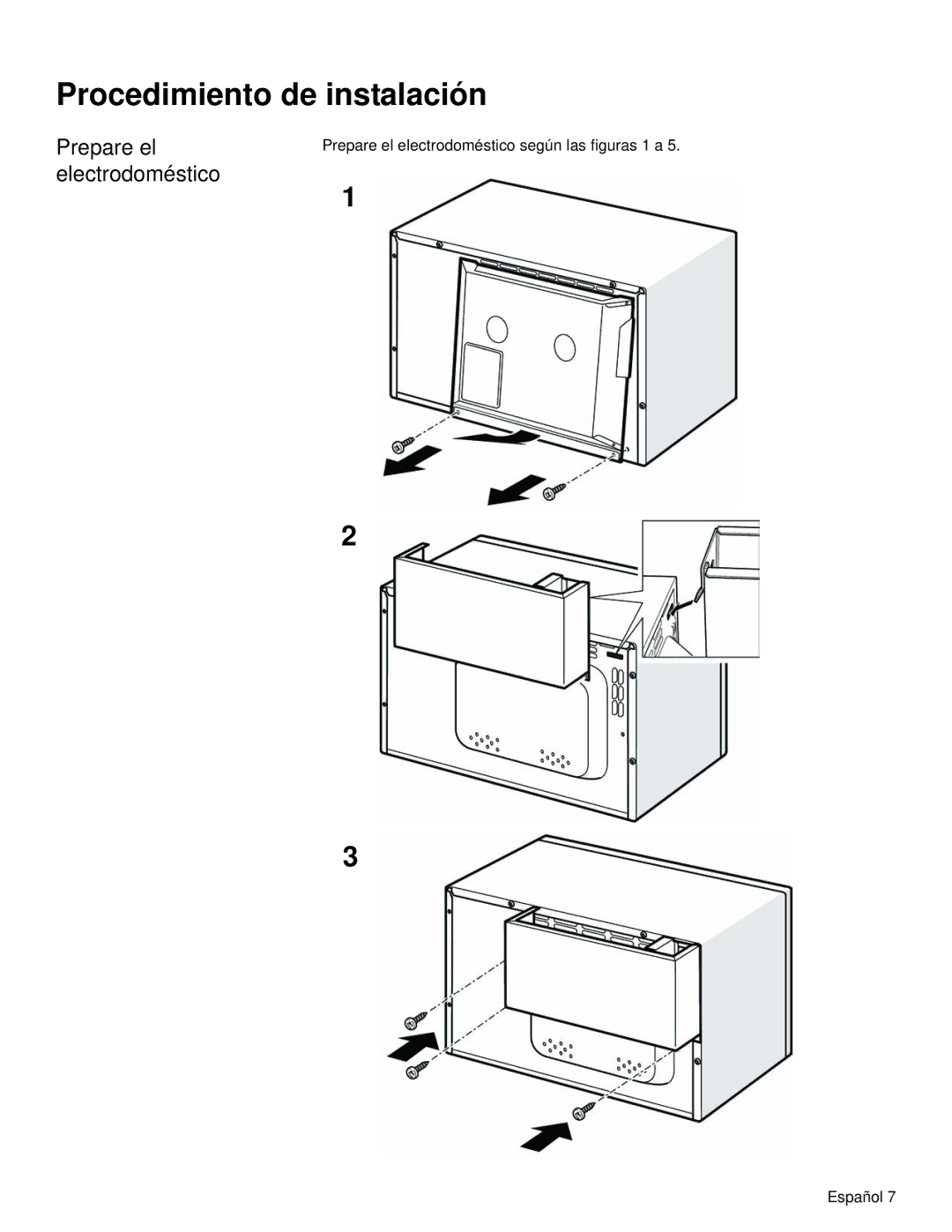 Siemens HF25C530 installation manual Procedimiento de instalación, Prepare el, Electrodoméstico 