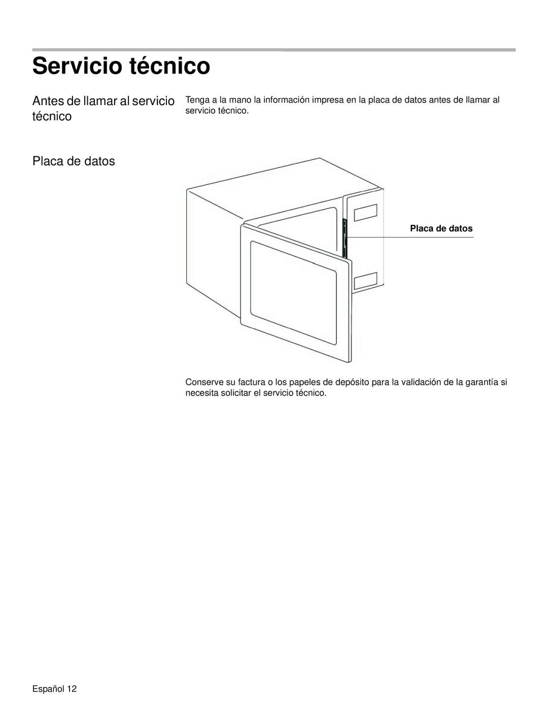 Siemens HF25C530 installation manual Servicio técnico, Antes de llamar al servicio técnico, Placa de datos 