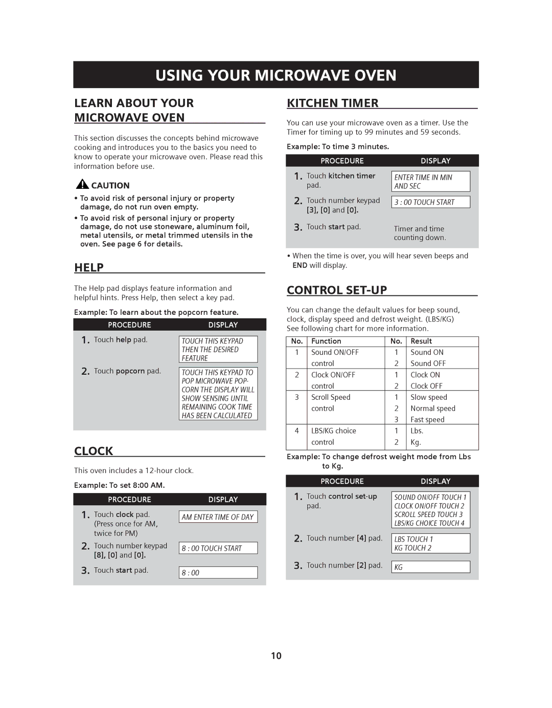 Siemens HF36V305, HF36V306 manual Learn about Your Microwave Oven, Kitchen Timer, Help, Control SET-UP, Clock 