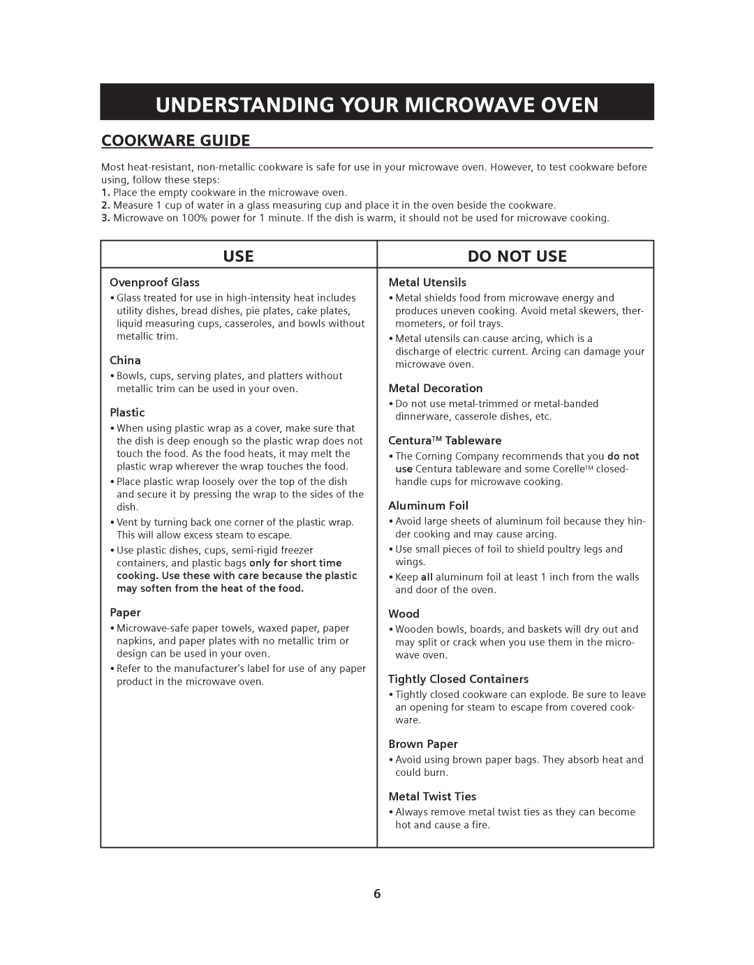 Siemens HF36V305, HF36V306 manual Cookware Guide, USE Do not USE, Cooking. Use these with care because the plastic 