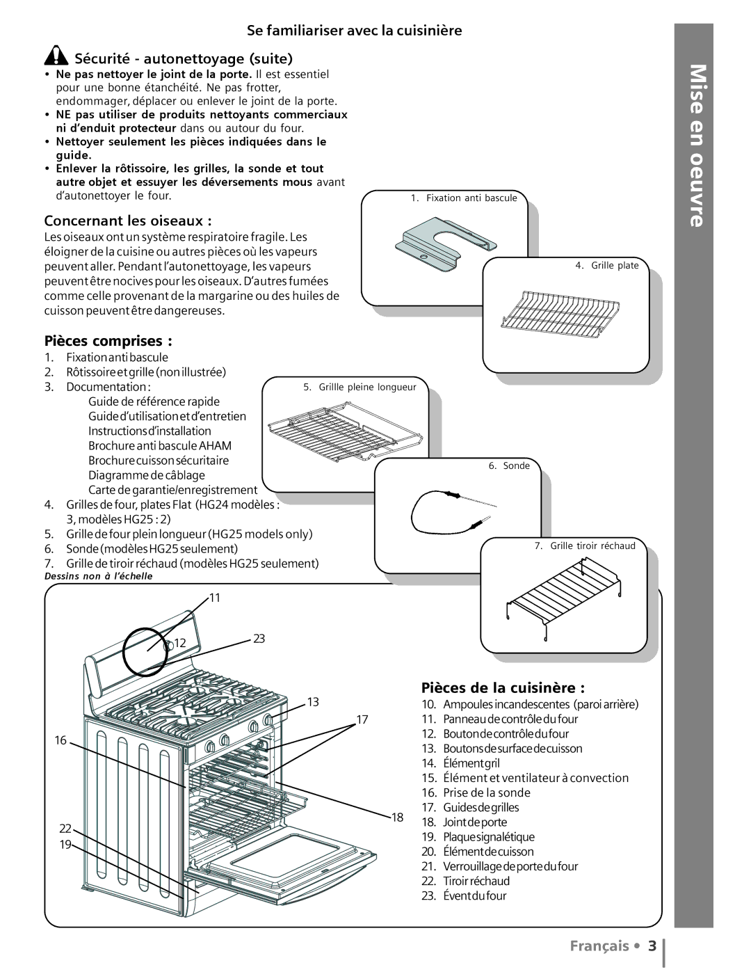 Siemens HG2416UC, HG2516UC Surface de cuisson Entretien et nettoyage Aide, Concernant les oiseaux, Pièces comprises 