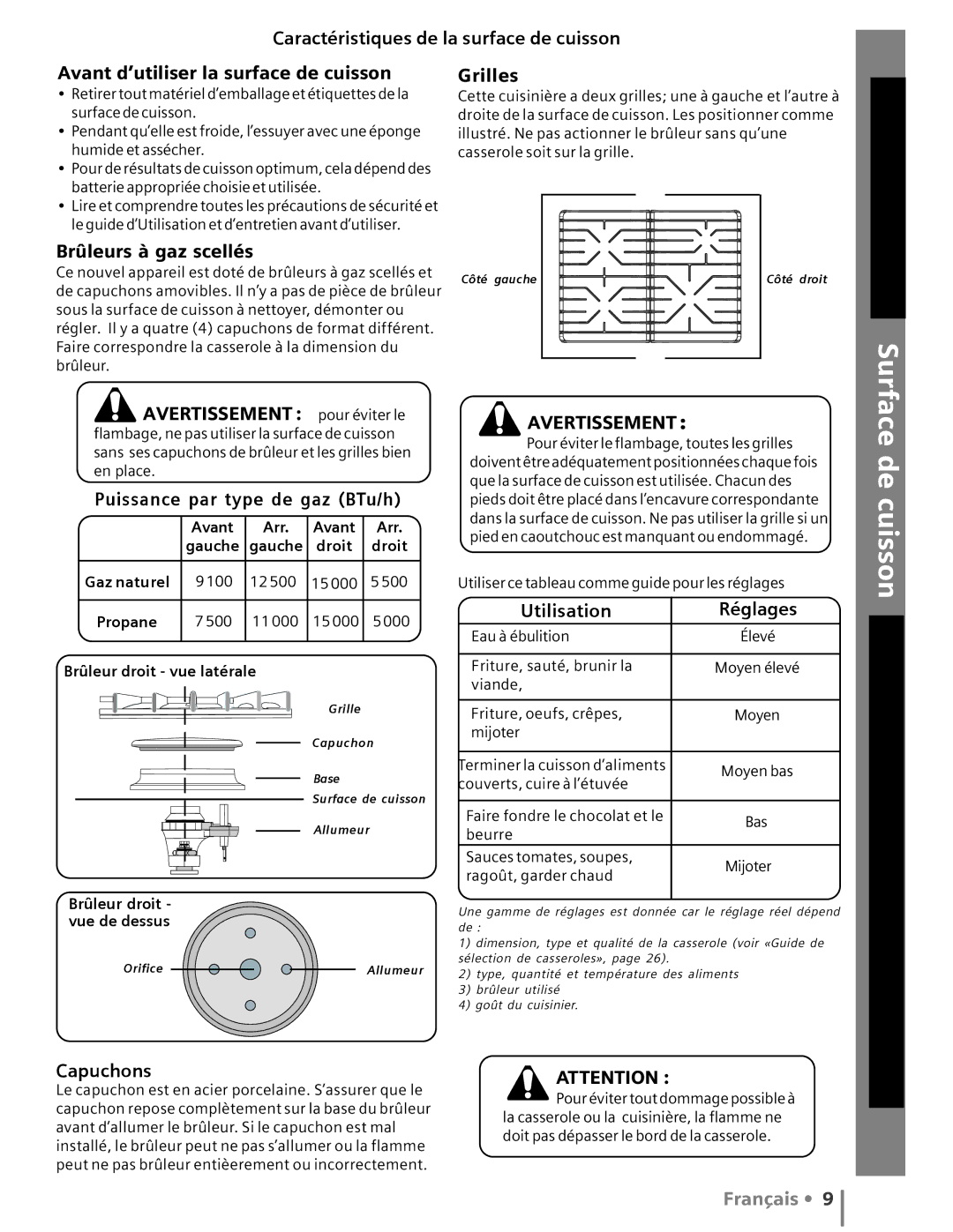 Siemens HG2415UC, HG2516UC, HG2416UC, HG2515UC manuel dutilisation Mise en oeuvre, Surface de cuisson Entretien et nettoyage 