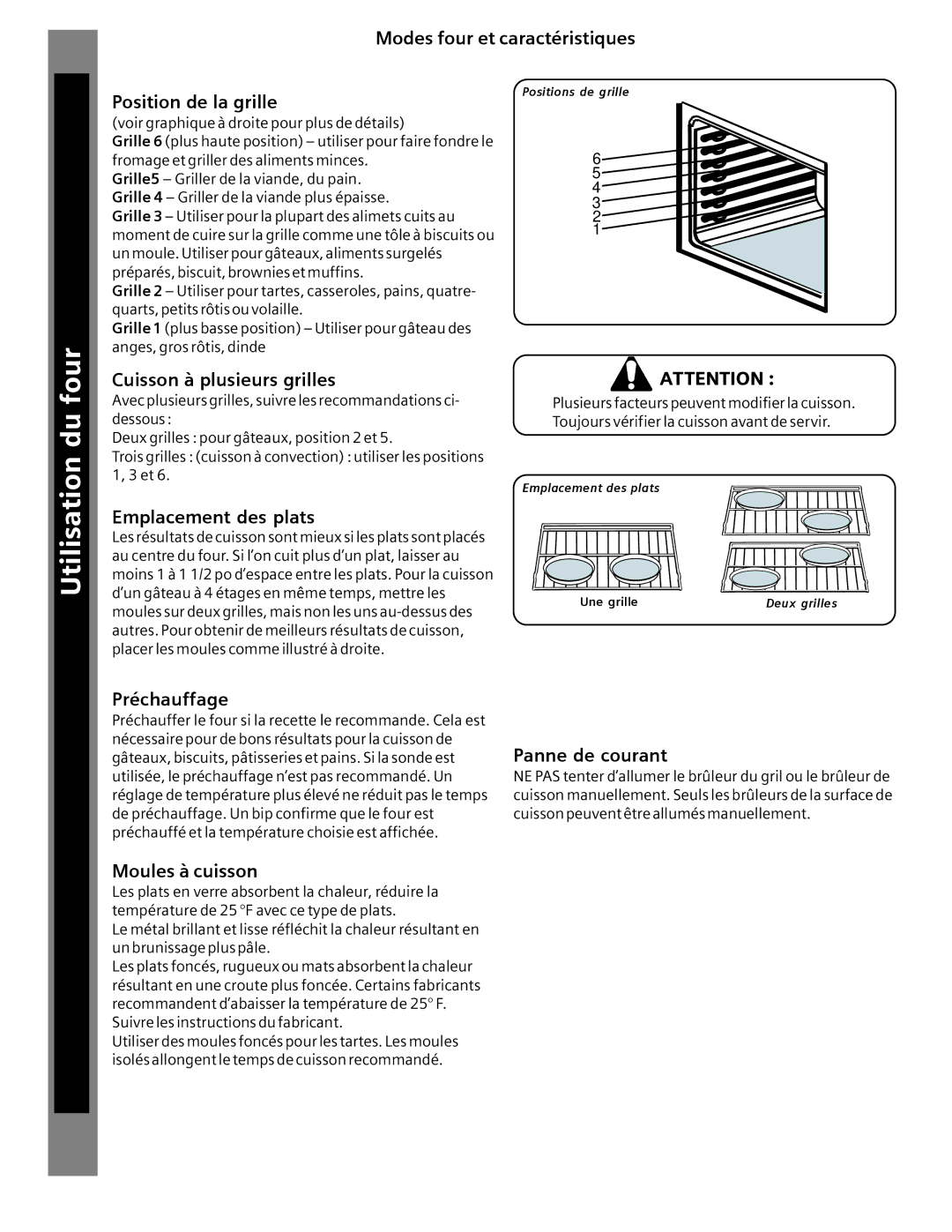 Siemens HG2515UC Position de la grille, Cuisson à plusieurs grilles, Emplacement des plats, Préchauffage, Moules à cuisson 