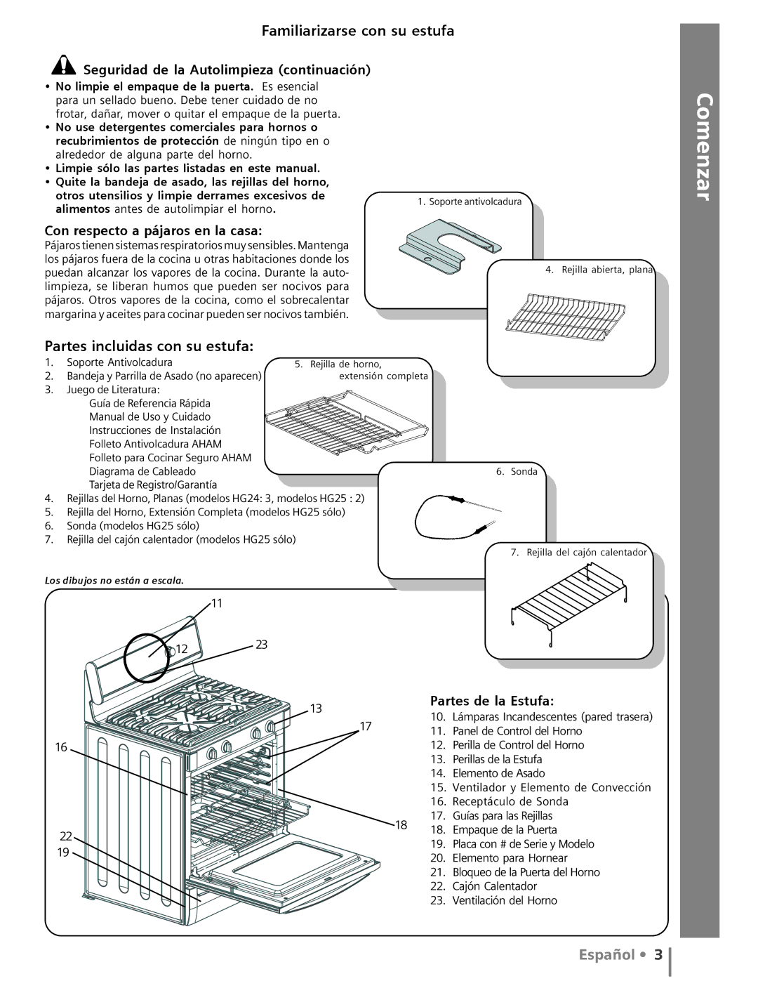 Siemens HG2415UC, HG2516UC, HG2416UC Comenzar, Usar La Estufa Cuidado y Limpieza Autoayuda, Familiarizarse con su estufa 