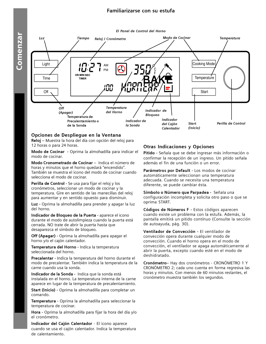 Siemens HG2516UC, HG2416UC Comenzar La Estufa, Autoayuda Cuidado y Limpieza Usar, Opciones de Despliegue en la Ventana 