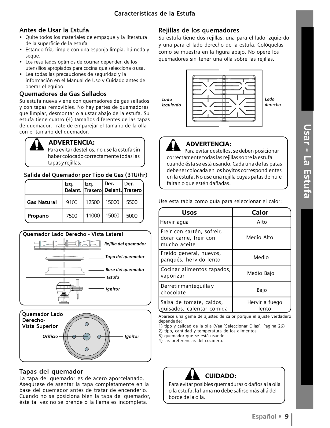 Siemens HG2416UC, HG2516UC, HG2515UC, HG2415UC manuel dutilisation La Estufa Cuidado y Limpieza 