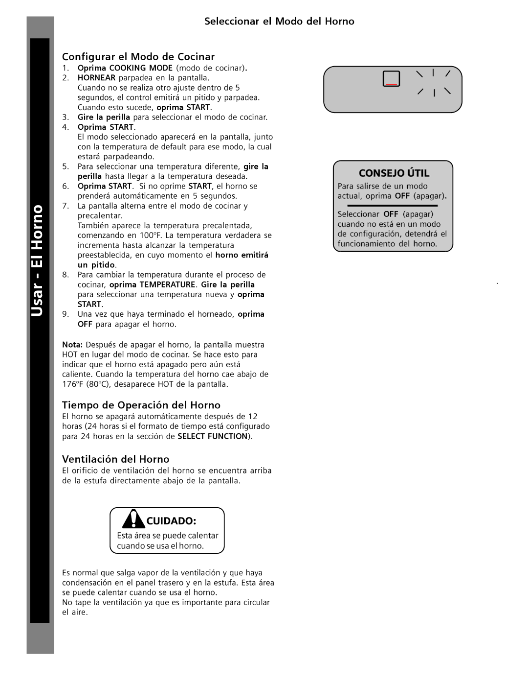 Siemens HG2516UC, HG2416UC, HG2515UC, HG2415UC Cuidado y Limpieza Usar ElLaHornoEstufaComenzar, Consejo Útil 