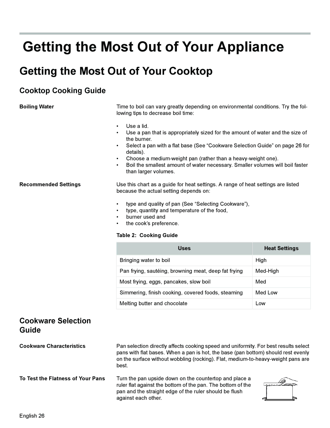 Siemens HG2528UC manual Getting the Most Out of Your Appliance, Getting the Most Out of Your Cooktop, Cooktop Cooking Guide 