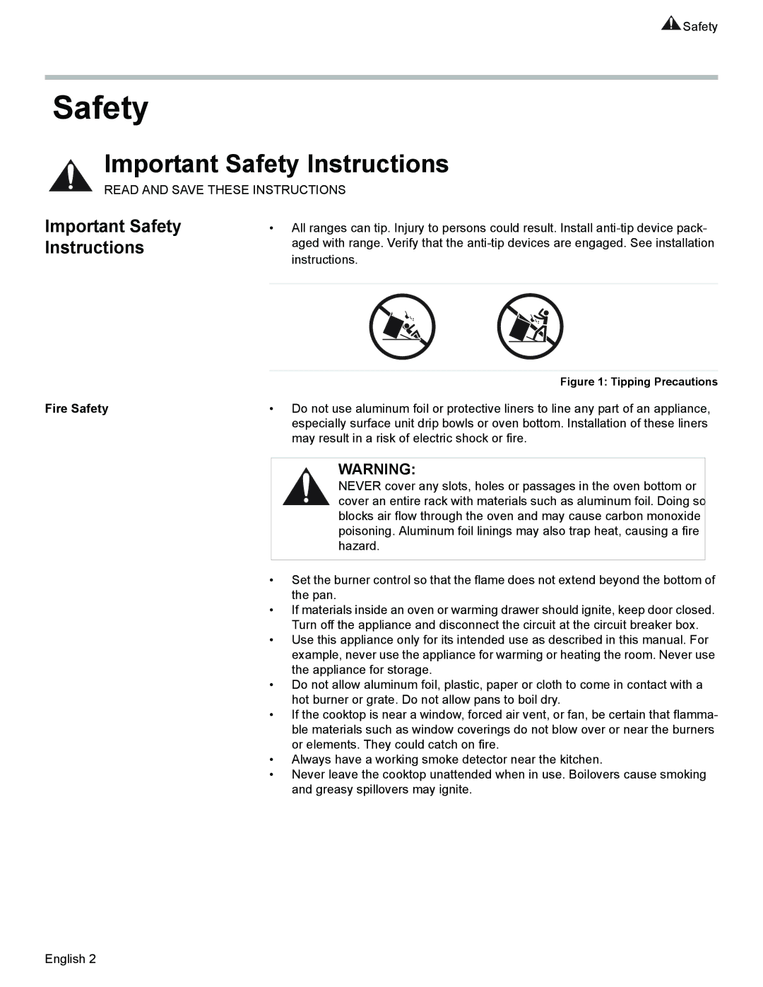 Siemens HG2528UC, HG2425UC manual Important Safety Instructions, Fire Safety 