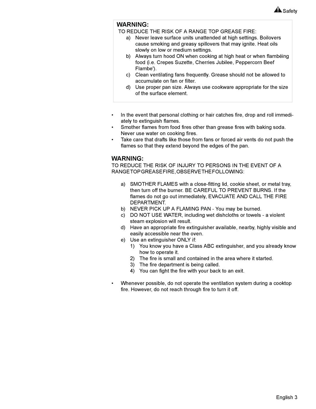 Siemens HG2425UC, HG2528UC manual To Reduce the Risk of a Range TOP Grease Fire 