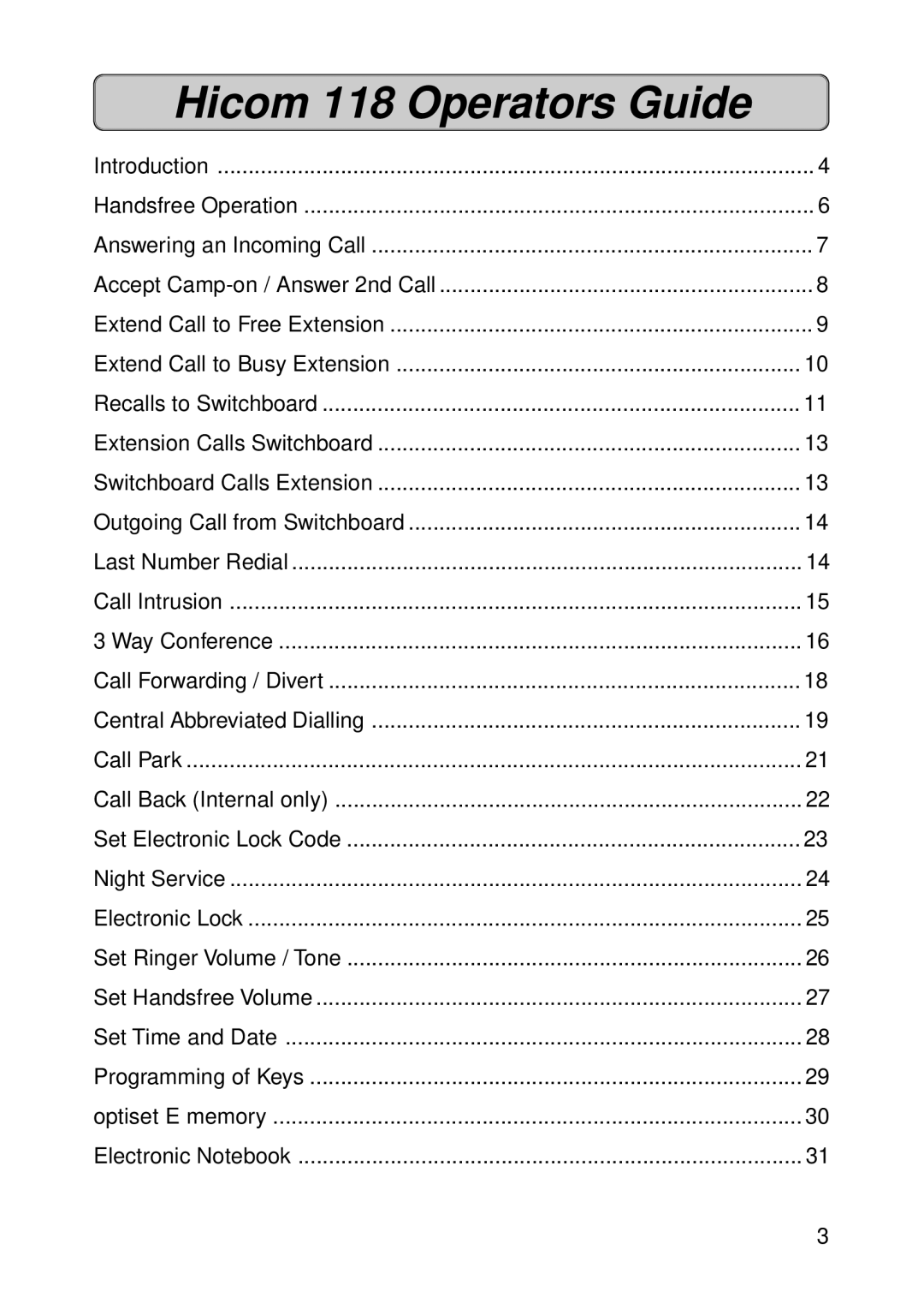 Siemens manual Hicom 118 Operators Guide 