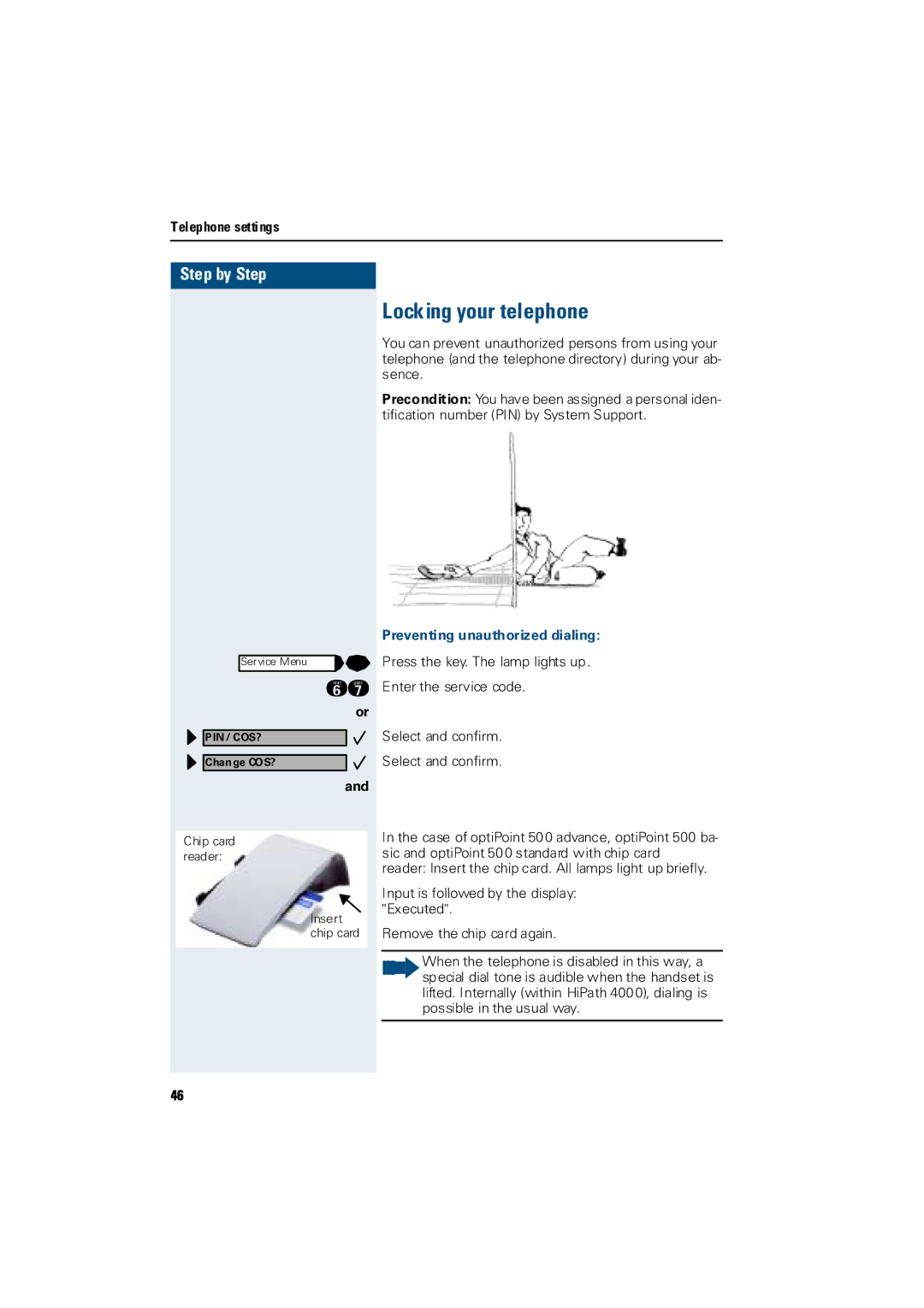 Siemens Hicom 300 H, Hicom 300 E manual Locking your telephone, Preventing unauthorized dialing 