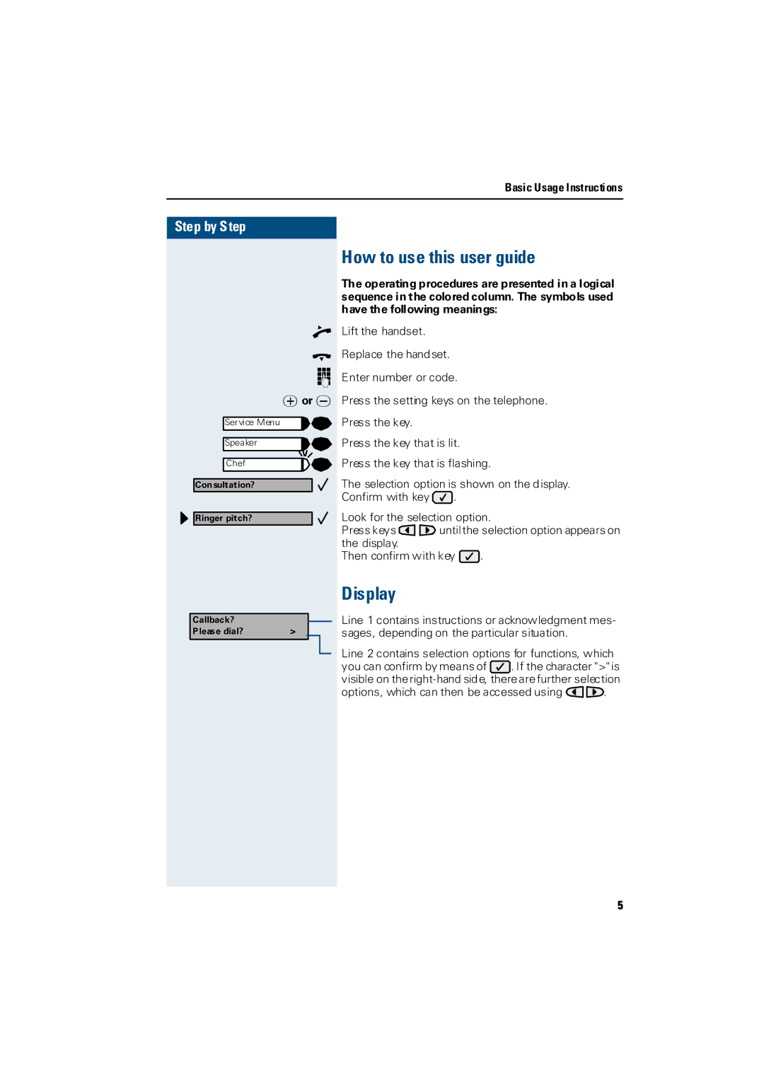 Siemens Hicom 300 E, Hicom 300 H manual How to use this user guide, Display 