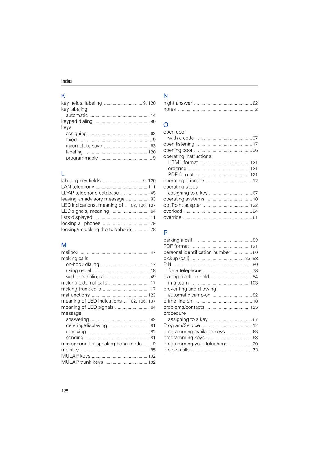 Siemens HIPATH 3000, HIPATH 2000, HIPATH 5000 operating instructions 128 