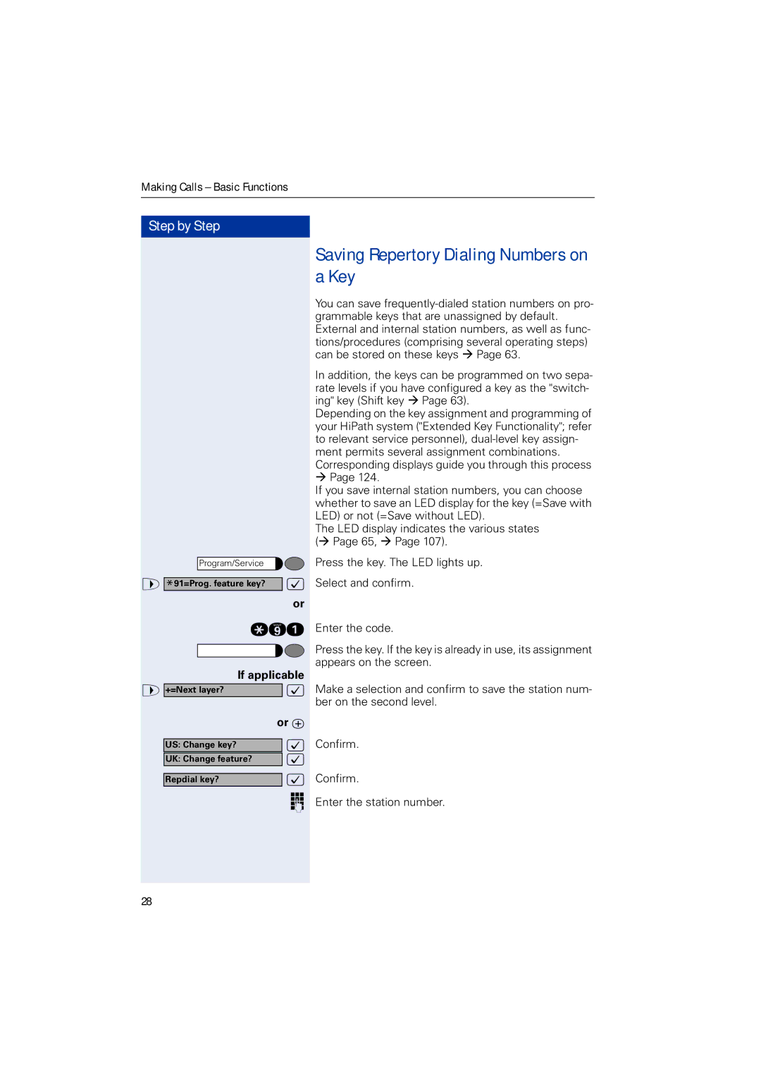 Siemens HIPATH 5000, HIPATH 2000, HIPATH 3000 operating instructions Saving Repertory Dialing Numbers on a Key 