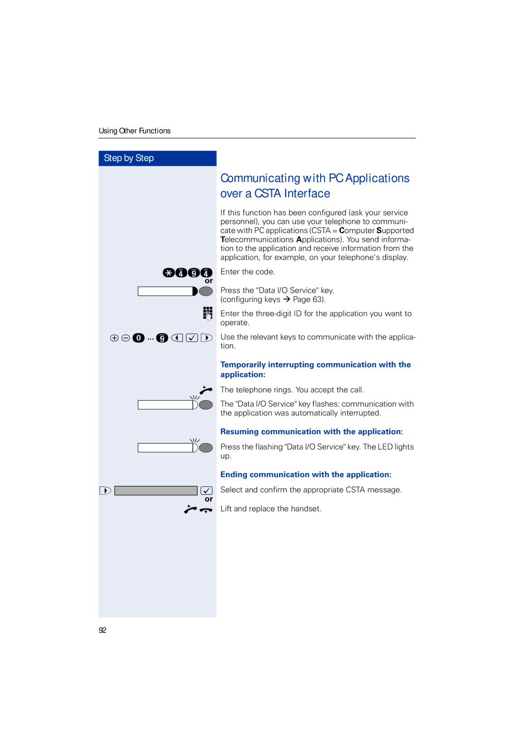 Siemens HIPATH 3000 Communicating with PC Applications over a Csta Interface, Resuming communication with the application 